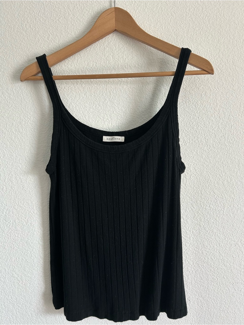 Neuflora Black Ribbed Tank Top - Classic Scoop Neck